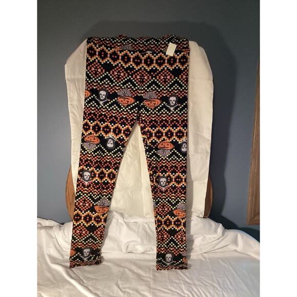 LULAROE Halloween‎ Jack-O-Lantern Skull Geometric Leggings OS NWT - Picture 1 of 3